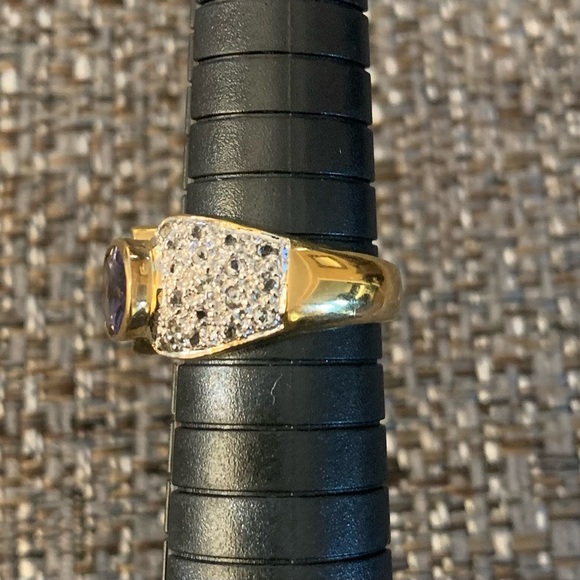 Sterling Silver gold plated Iolite ring sz 7 - Picture 2 of 5